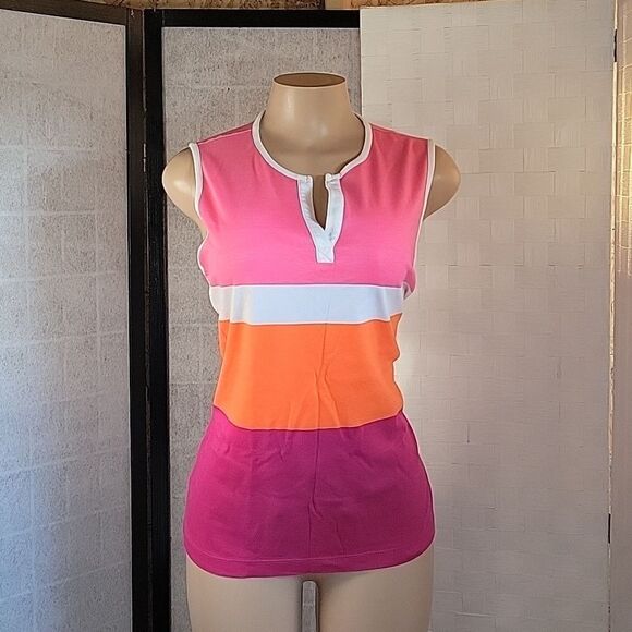 BRAND NEW KIM ROGER  MULTI-COLOR SLEEVELESS WOMEN'S GOLF SHIRT - Picture 3 of 12